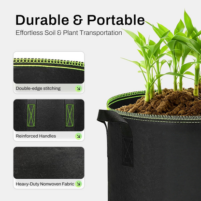 🌱5-Pack 5 Gallon Grow Bags -Heavy Duty Aeration FabricPots with Handles forVegetables, Flowers & Fruits🪴