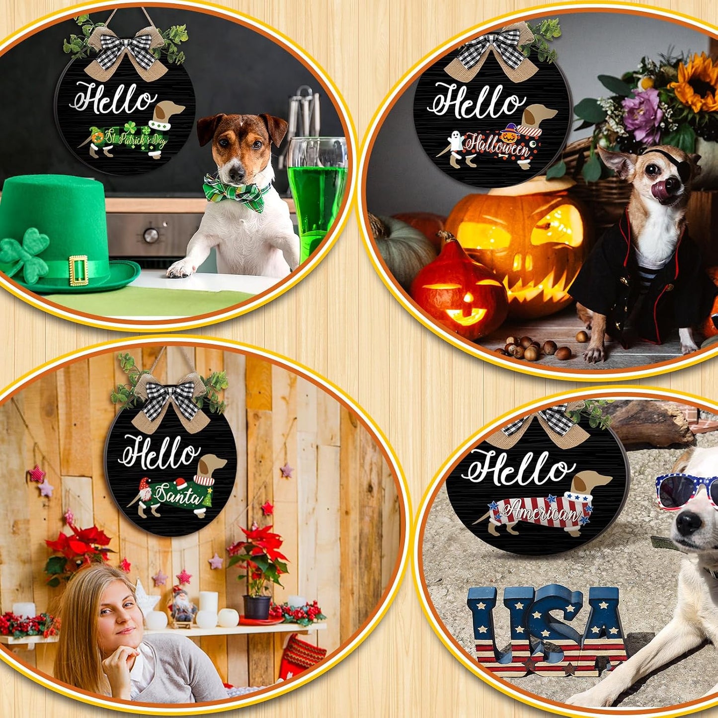 🐕Dachshund Interchangeable Seasonal Welcome Sign