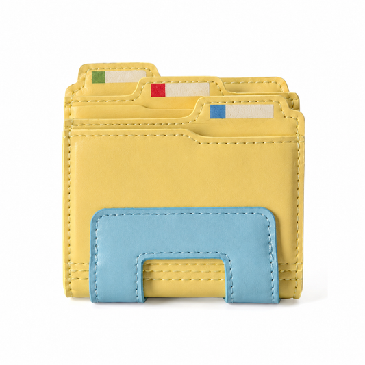 🗂️Cute File Folder Shaped Card Wallet | Vegan Leather Multi-Slot Mini Card Holder