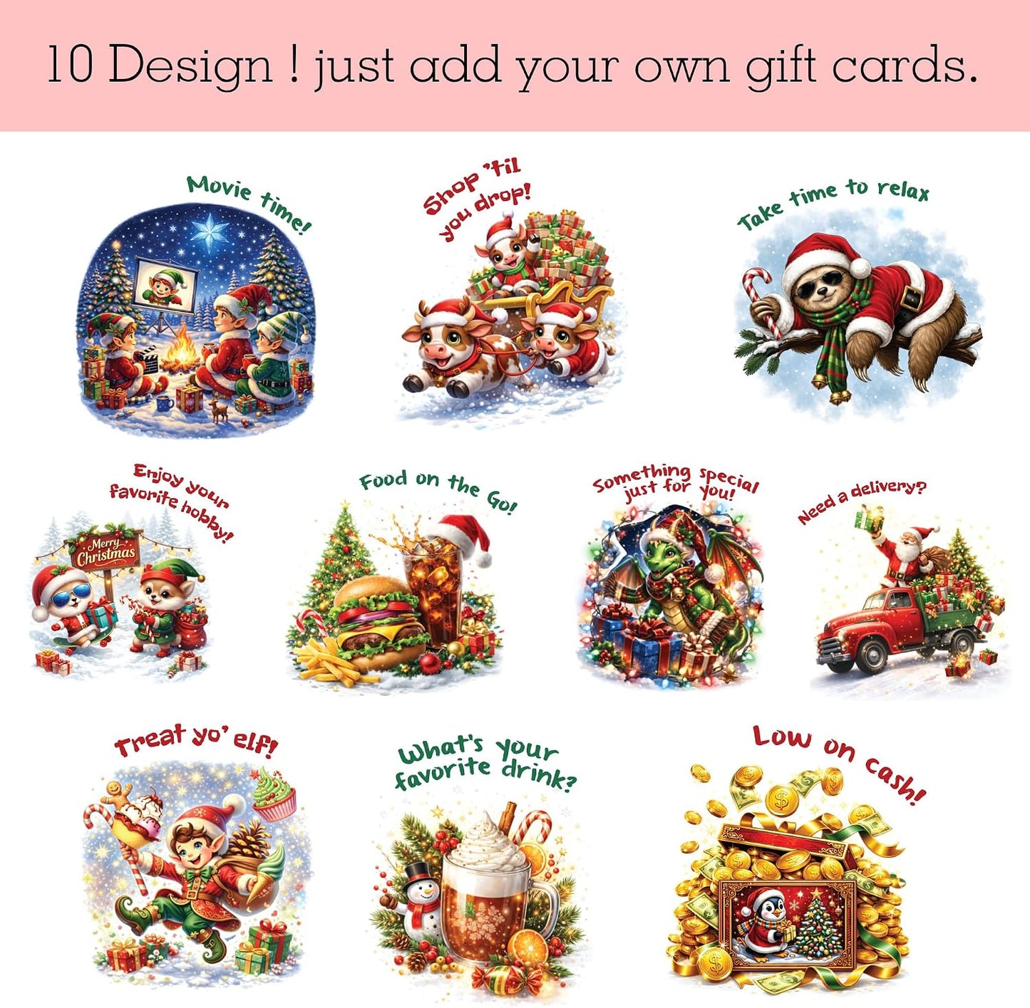 🎄 Holographic Christmas Gift Card Book – A Surprise on Every Page (Durable Hardcover Edition) 🎉