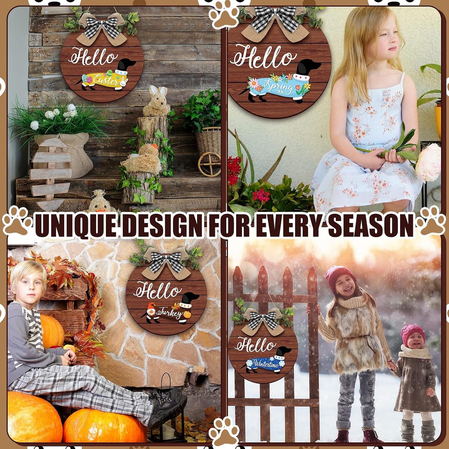 🐕Dachshund Interchangeable Seasonal Welcome Sign