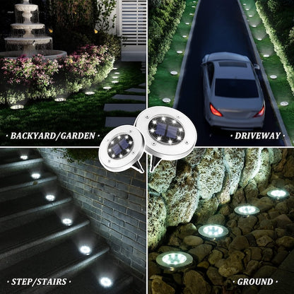 4-Pack Solar Ground Lights – Outdoor Waterproof, Cool White Light