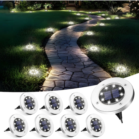 4-Pack Solar Ground Lights – Outdoor Waterproof, Cool White Light