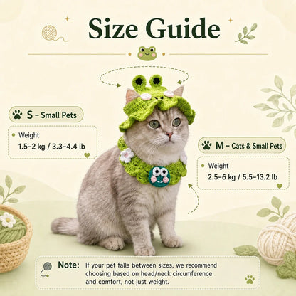 🐱 Handmade Knitted Pet Hat and Collar Set – Cute Fruit-Animal Designs