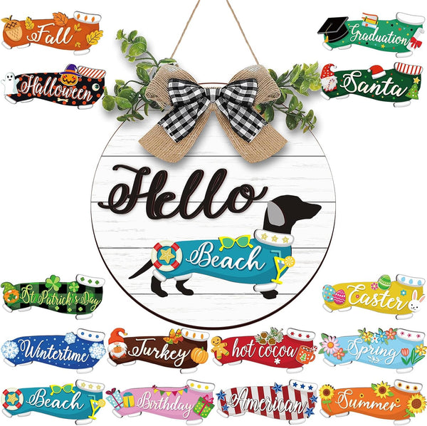 🐕Dachshund Interchangeable Seasonal Welcome Sign