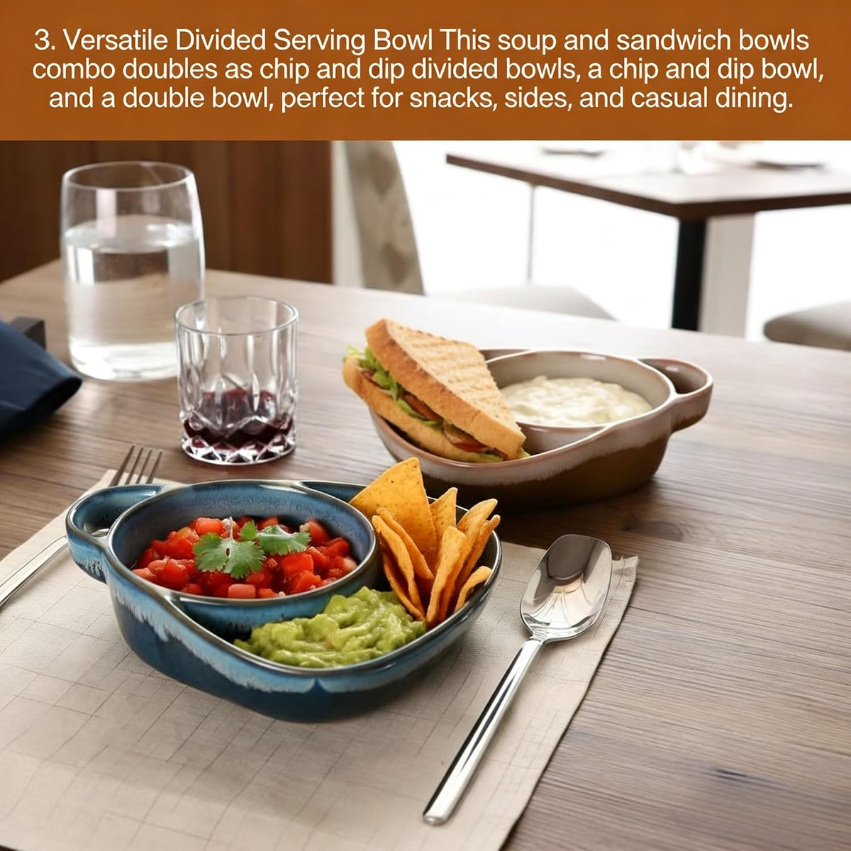 🍚Divided Ceramic Soup & Side Bowl-2‑in‑1 Ergonomic Ceramic Bowl For Soup, Snacks & Casual Meals