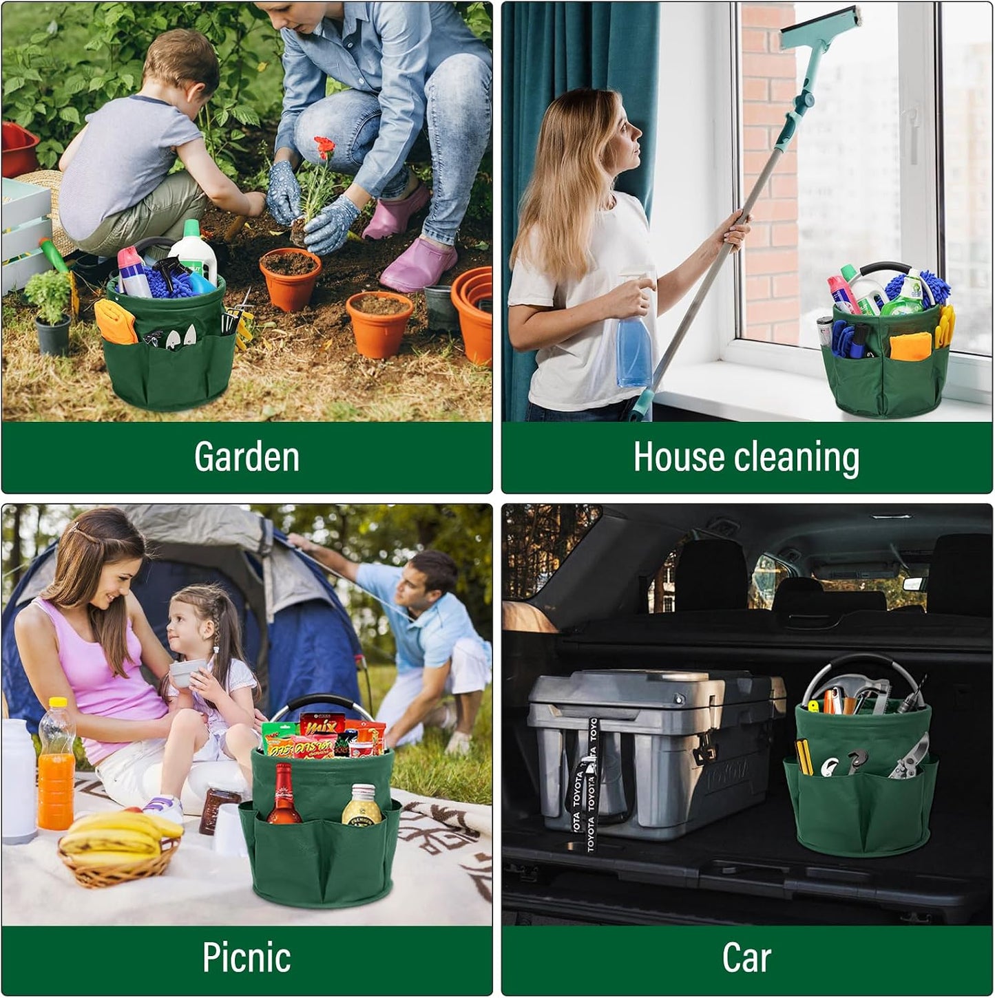 Fold‑able Garden Tool Storage Bucket Bag-All‑purpose Portable Organizer For Outdoor Daily‑use