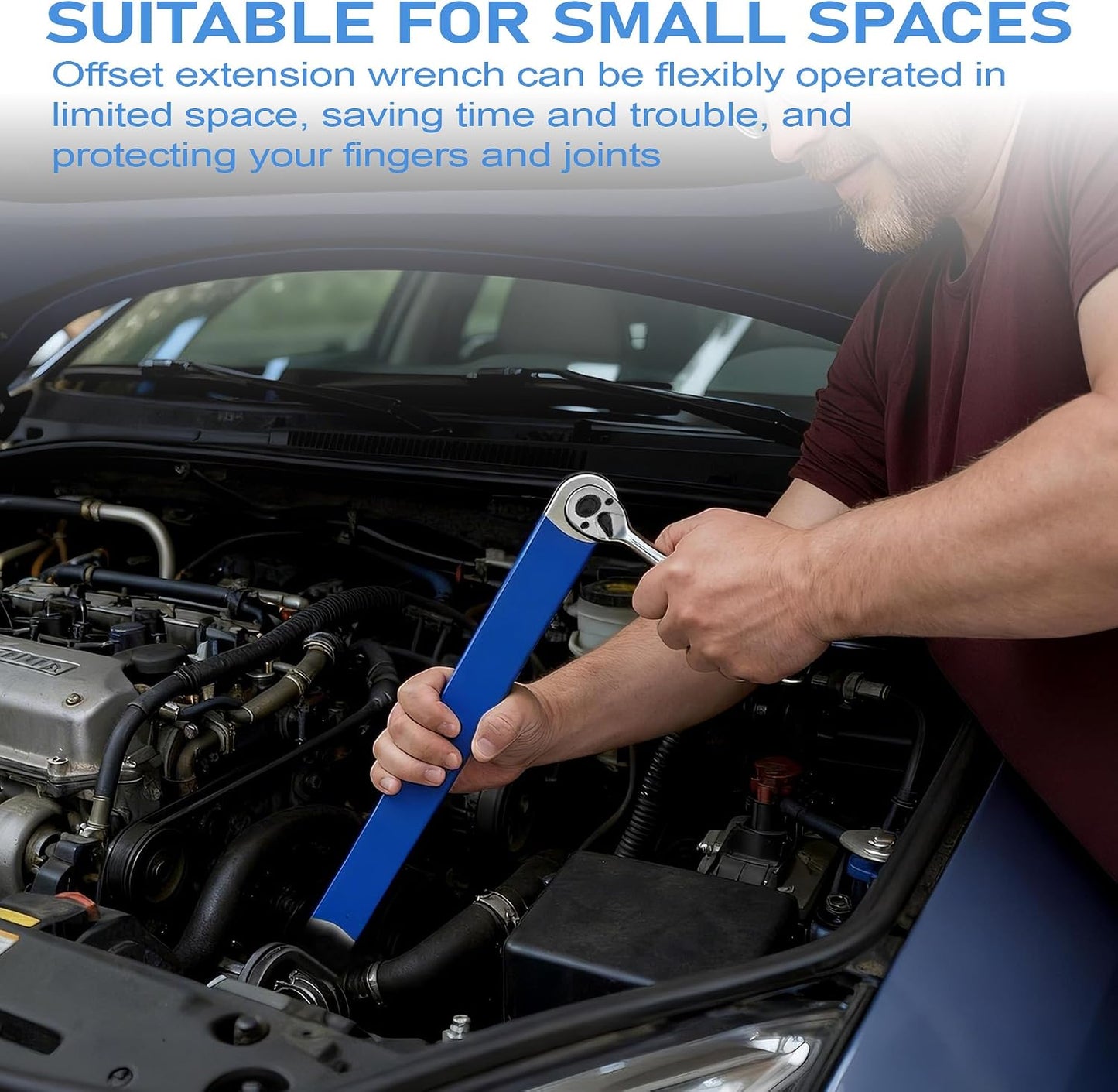 🔧Impact-Ready Offset Wrench Extender with Universal Drive Adapters for Tight Spaces