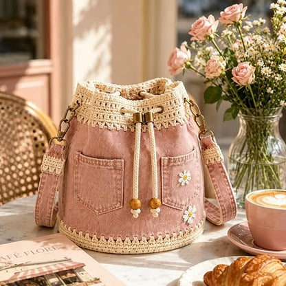 ✨👜Denim Crochet Bucket Bag