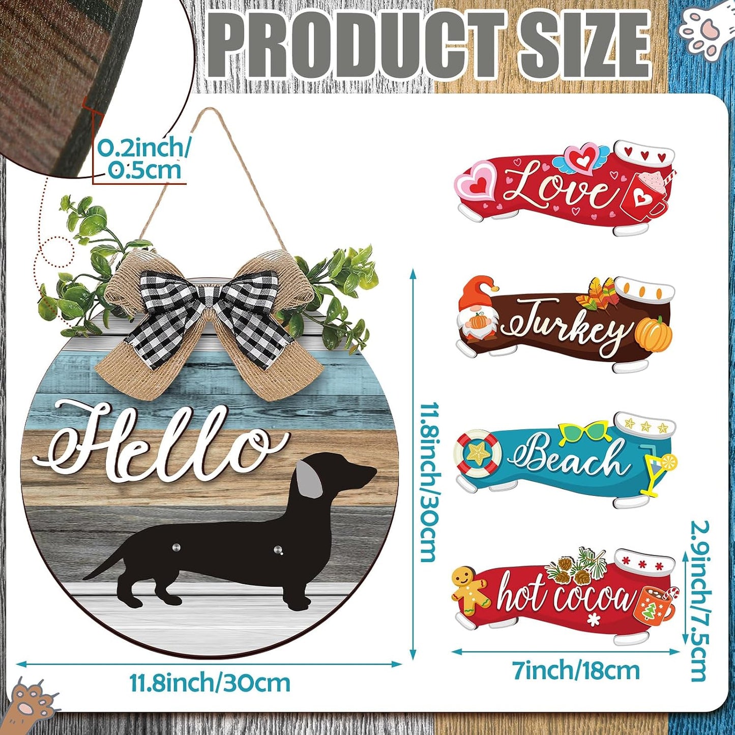 🐕Dachshund Interchangeable Seasonal Welcome Sign