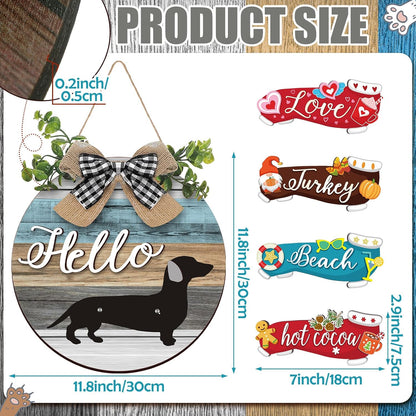 🐕Dachshund Interchangeable Seasonal Welcome Sign