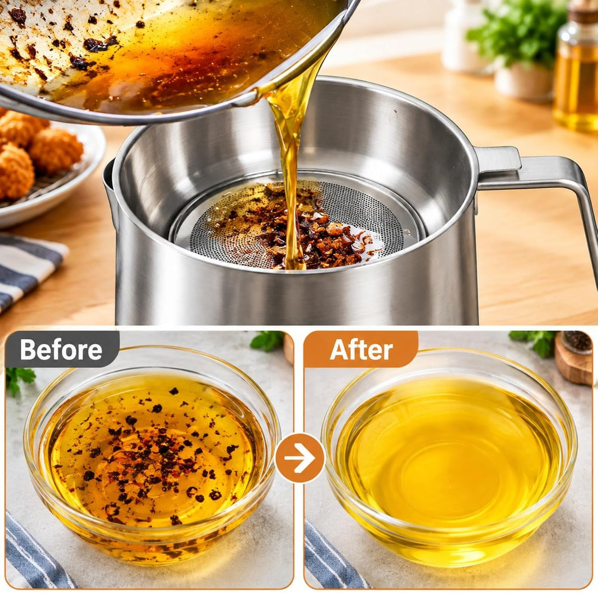 🍳 Multi-Functional 304 Stainless Steel Oil Filter Pot & Deep Fryer Set