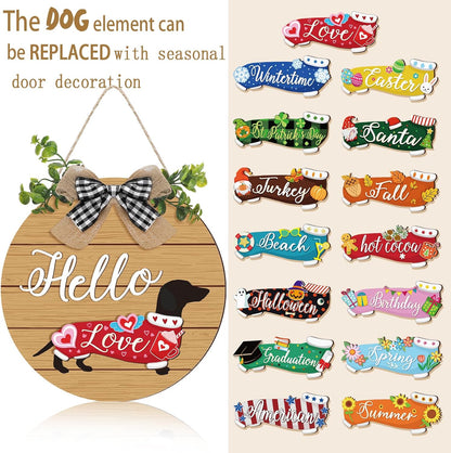 🐕Dachshund Interchangeable Seasonal Welcome Sign