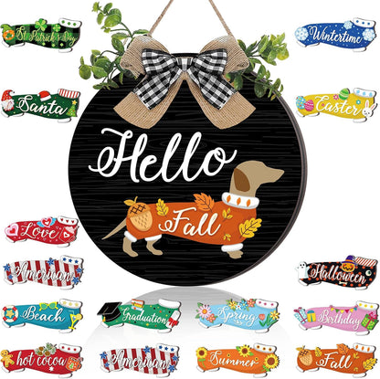 🐕Dachshund Interchangeable Seasonal Welcome Sign