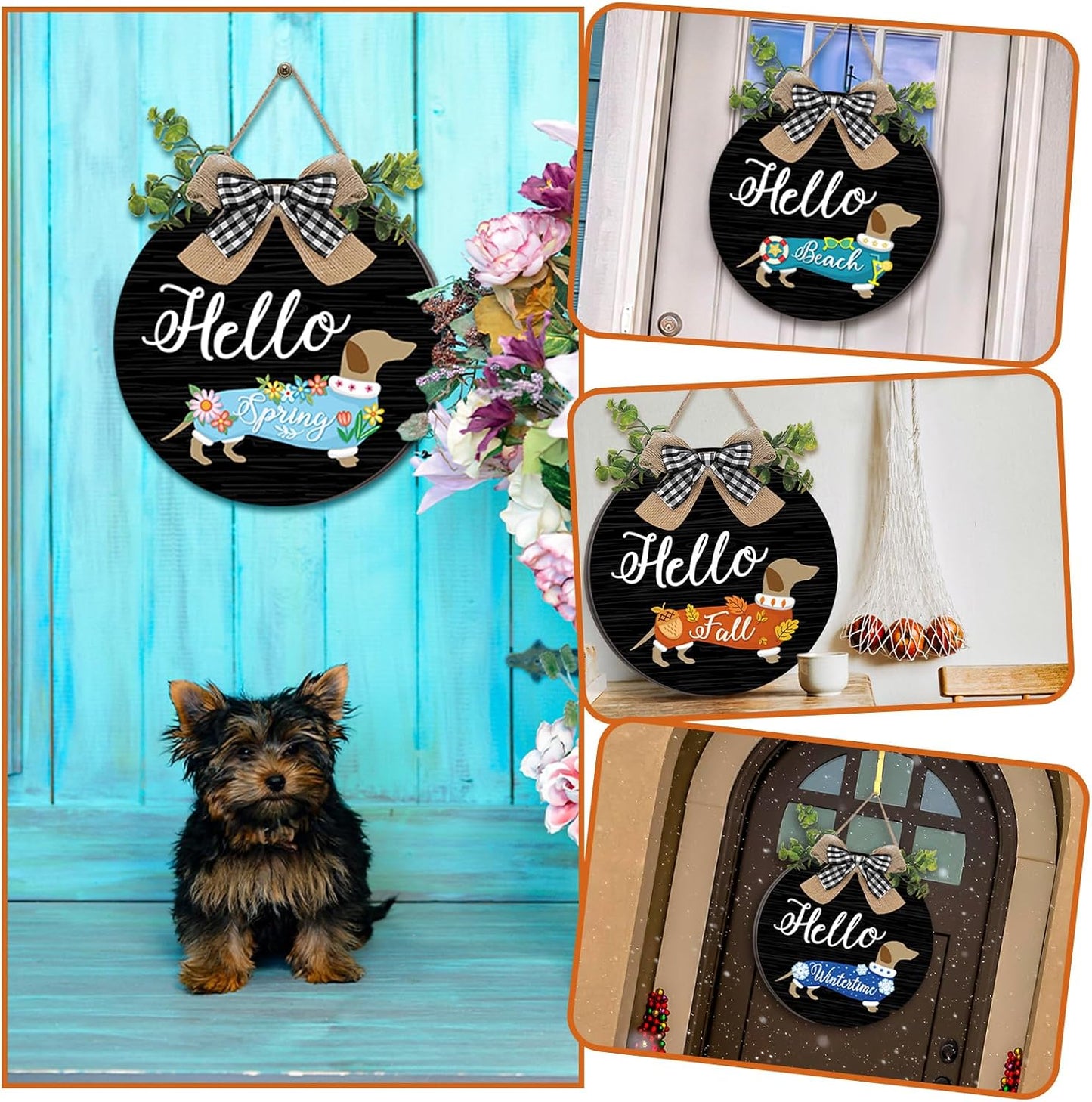 🐕Dachshund Interchangeable Seasonal Welcome Sign