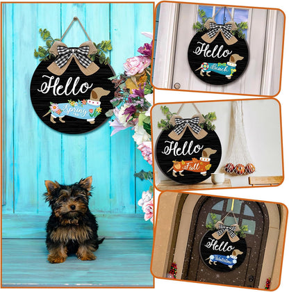 🐕Dachshund Interchangeable Seasonal Welcome Sign