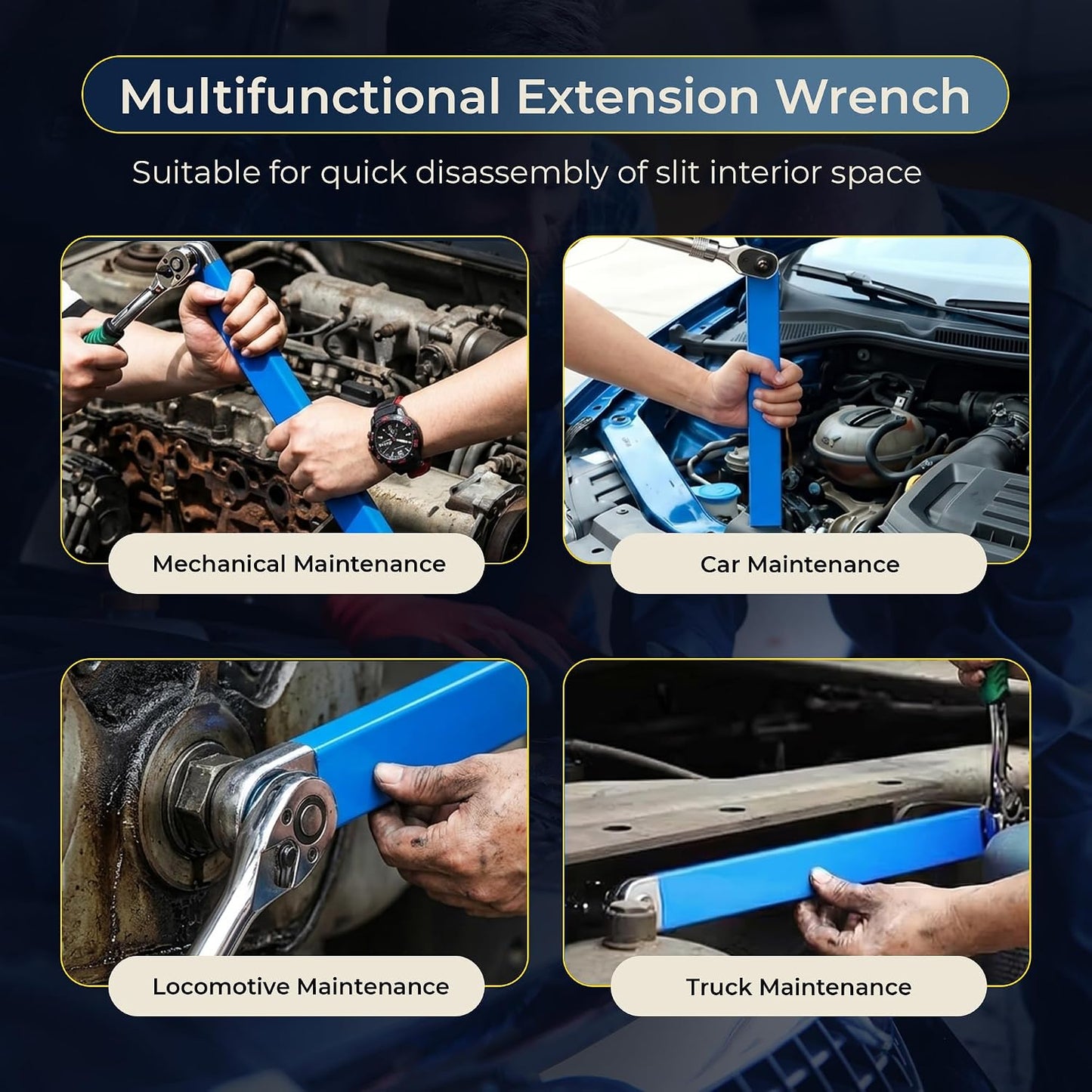 🔧Impact-Ready Offset Wrench Extender with Universal Drive Adapters for Tight Spaces