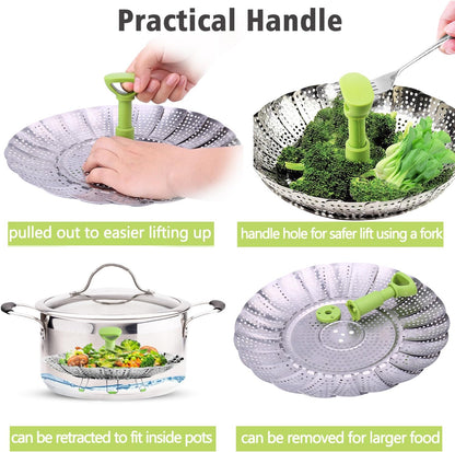 One Steamer Basket. Multiple Pot Sizes