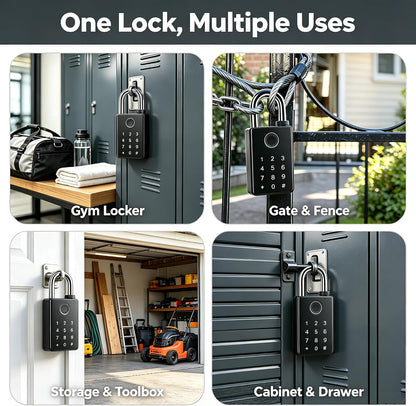 🔒 Smart Fingerprint Padlock with Touchscreen Keypad for Keyless Door and Locker Security