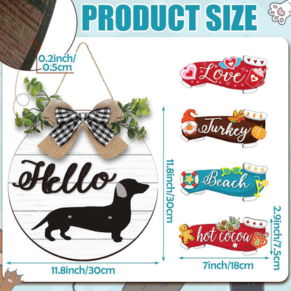 🐕Dachshund Interchangeable Seasonal Welcome Sign