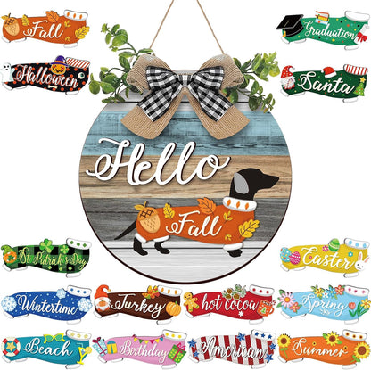 🐕Dachshund Interchangeable Seasonal Welcome Sign