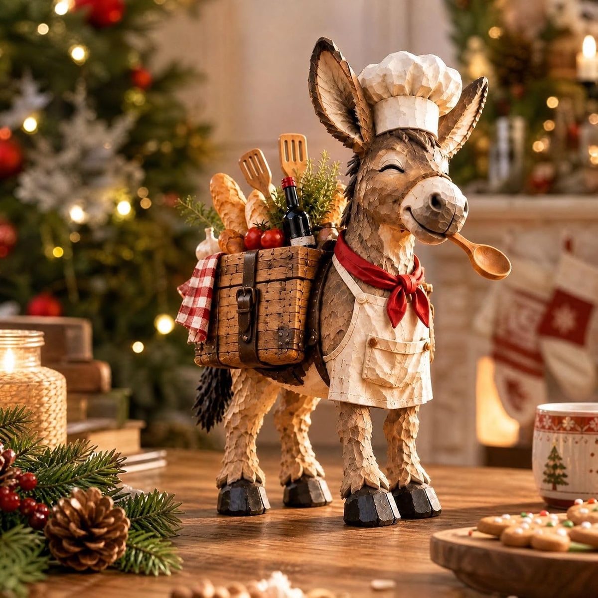 🥄The Stubborn Little Chef – Rustic Donkey Kitchen Figurine