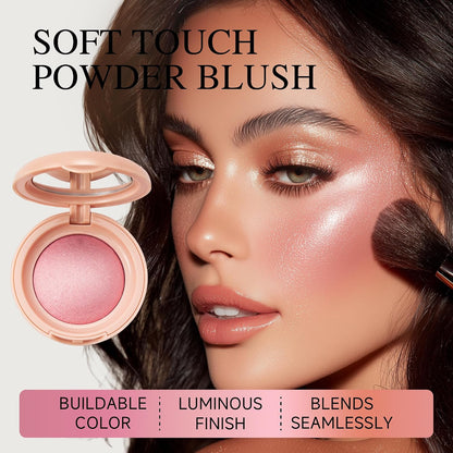 🍑 Silky Pearlescent Powder Blush | Hydrating Waterproof Luminous Cheek Blush Compact
