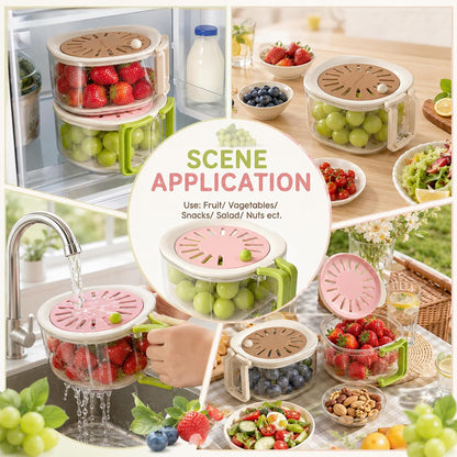 2PCS  Multifunctional Fruit & Vegetable Washing Storage Container