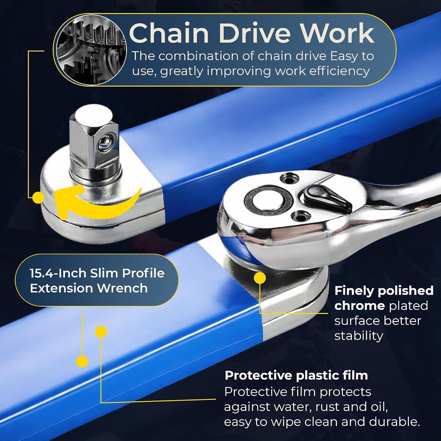 🔧Impact-Ready Offset Wrench Extender with Universal Drive Adapters for Tight Spaces