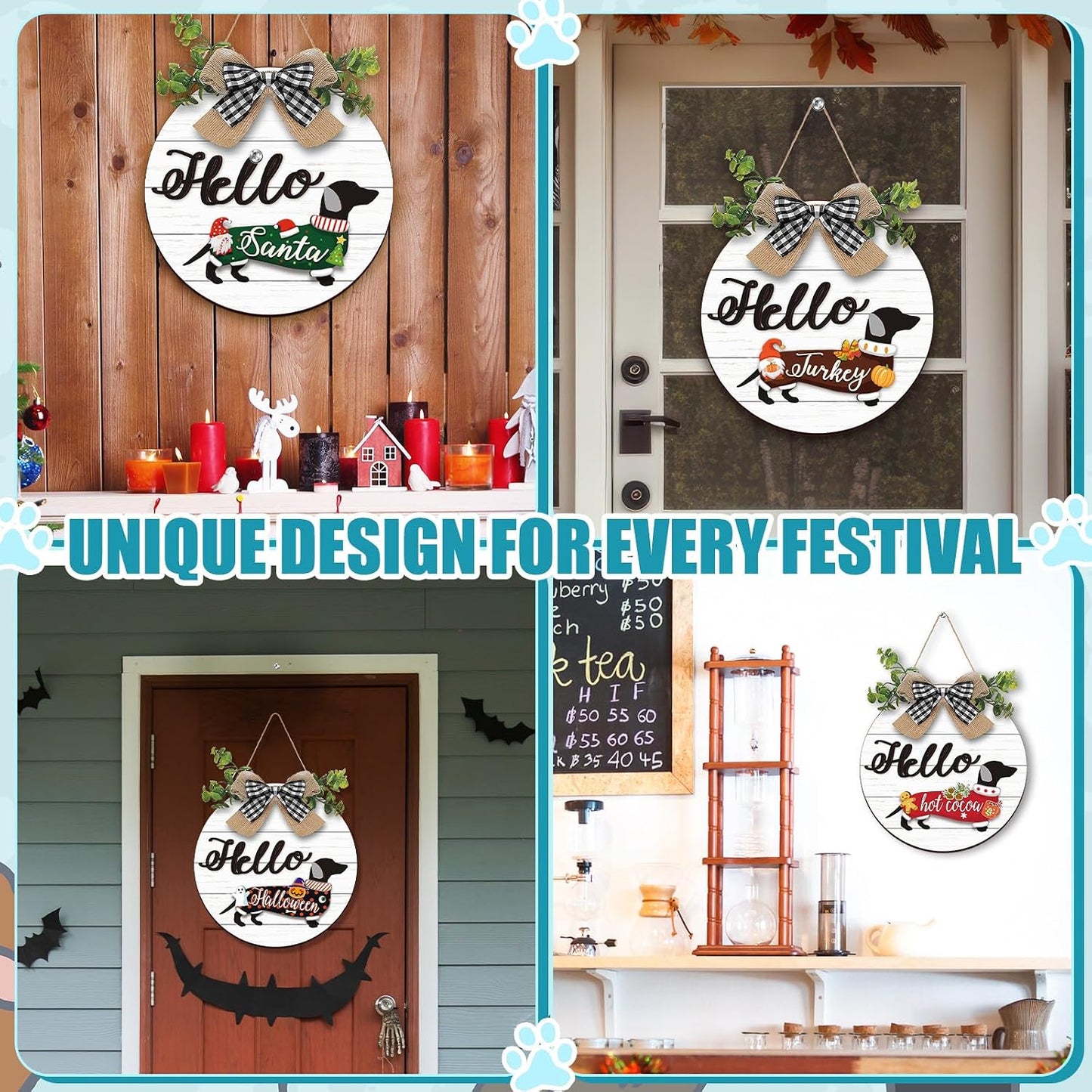 🐕Dachshund Interchangeable Seasonal Welcome Sign