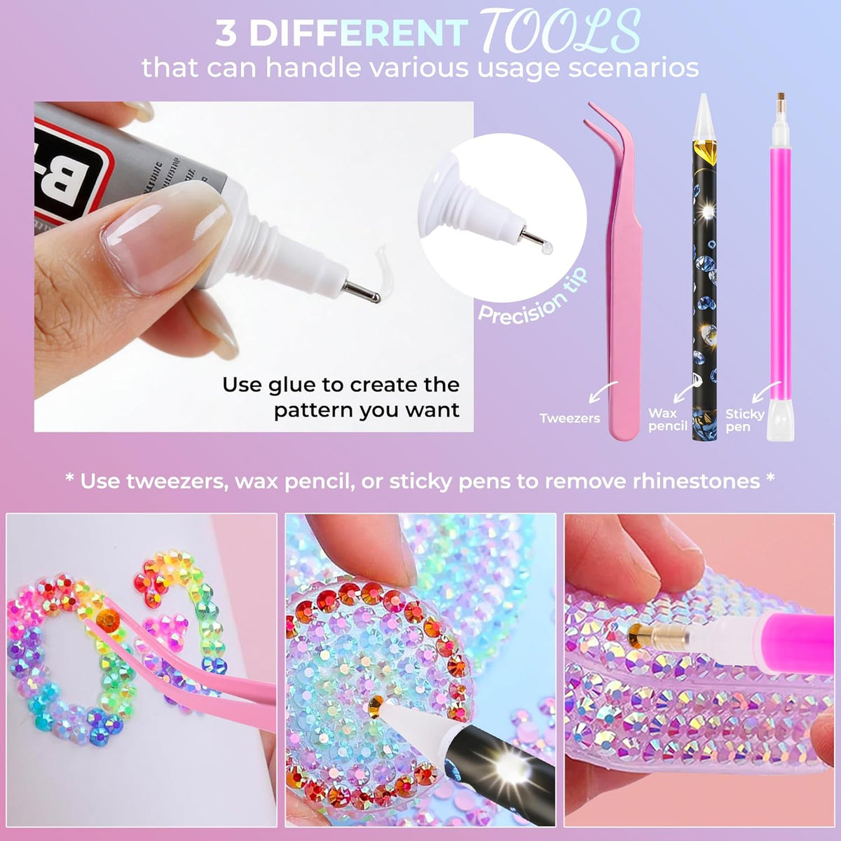 ✨DIY Bedazzling Rhinestone Kit-Suitable for decorating crafts, water bottles, shoes, and phone cases.