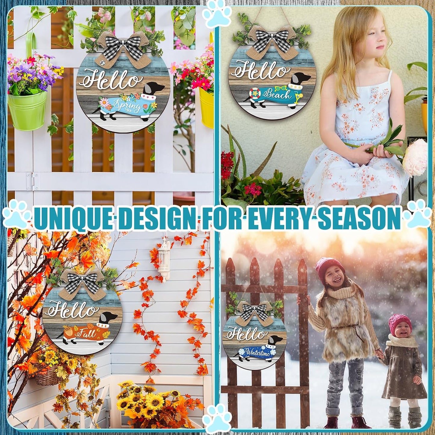 🐕Dachshund Interchangeable Seasonal Welcome Sign