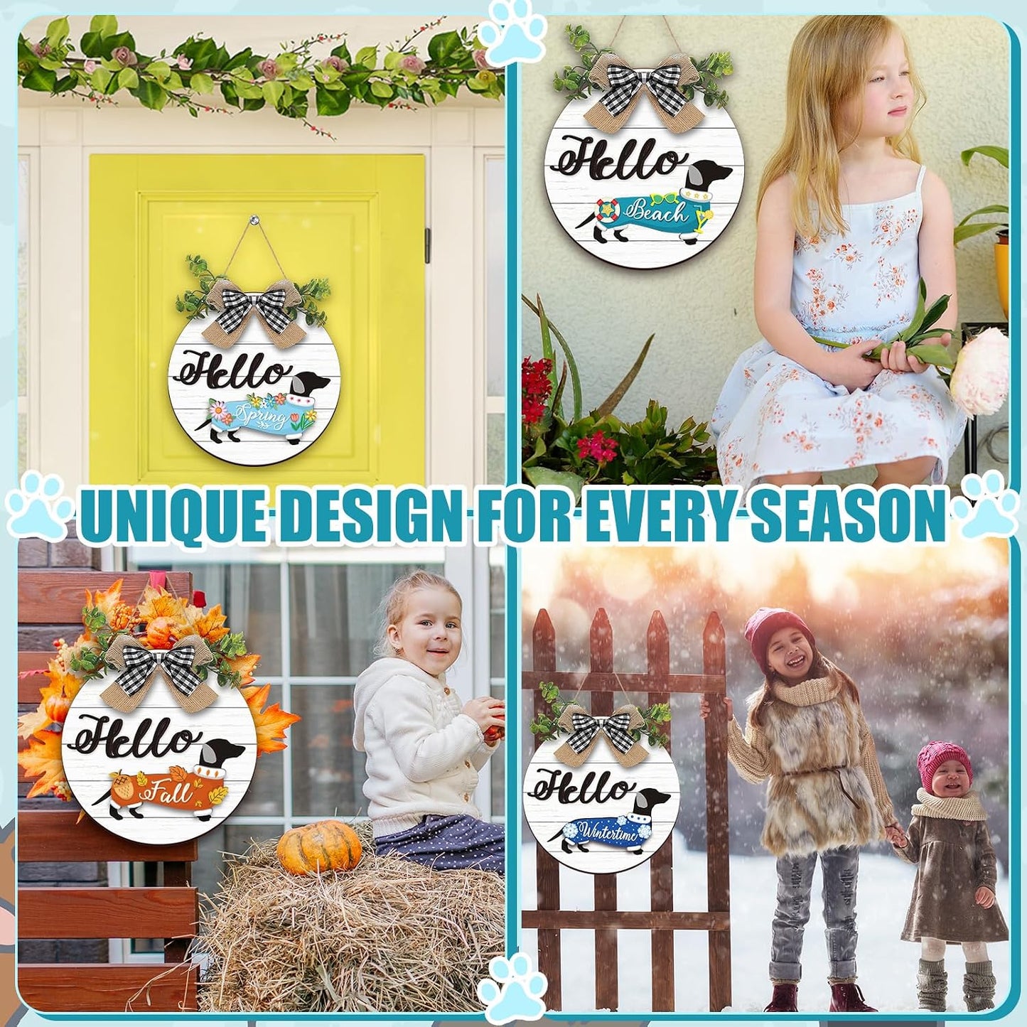 🐕Dachshund Interchangeable Seasonal Welcome Sign