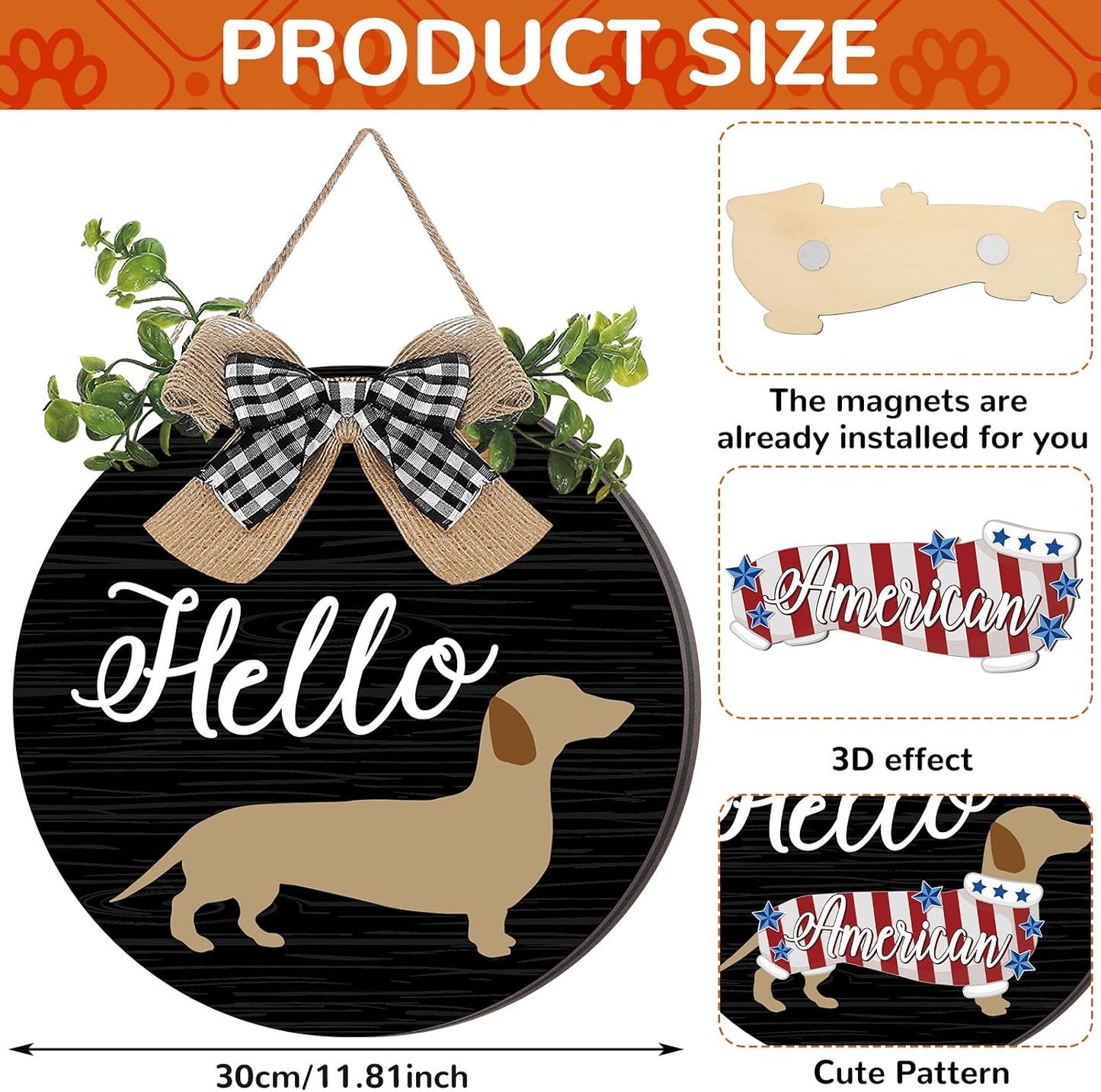 🐕Dachshund Interchangeable Seasonal Welcome Sign