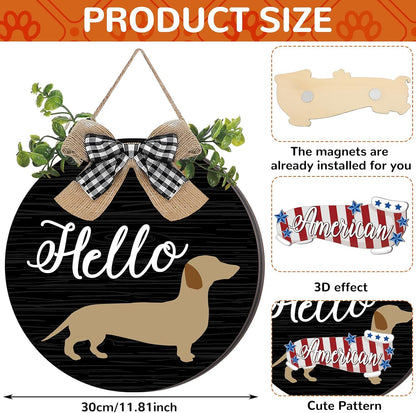 🐕Dachshund Interchangeable Seasonal Welcome Sign
