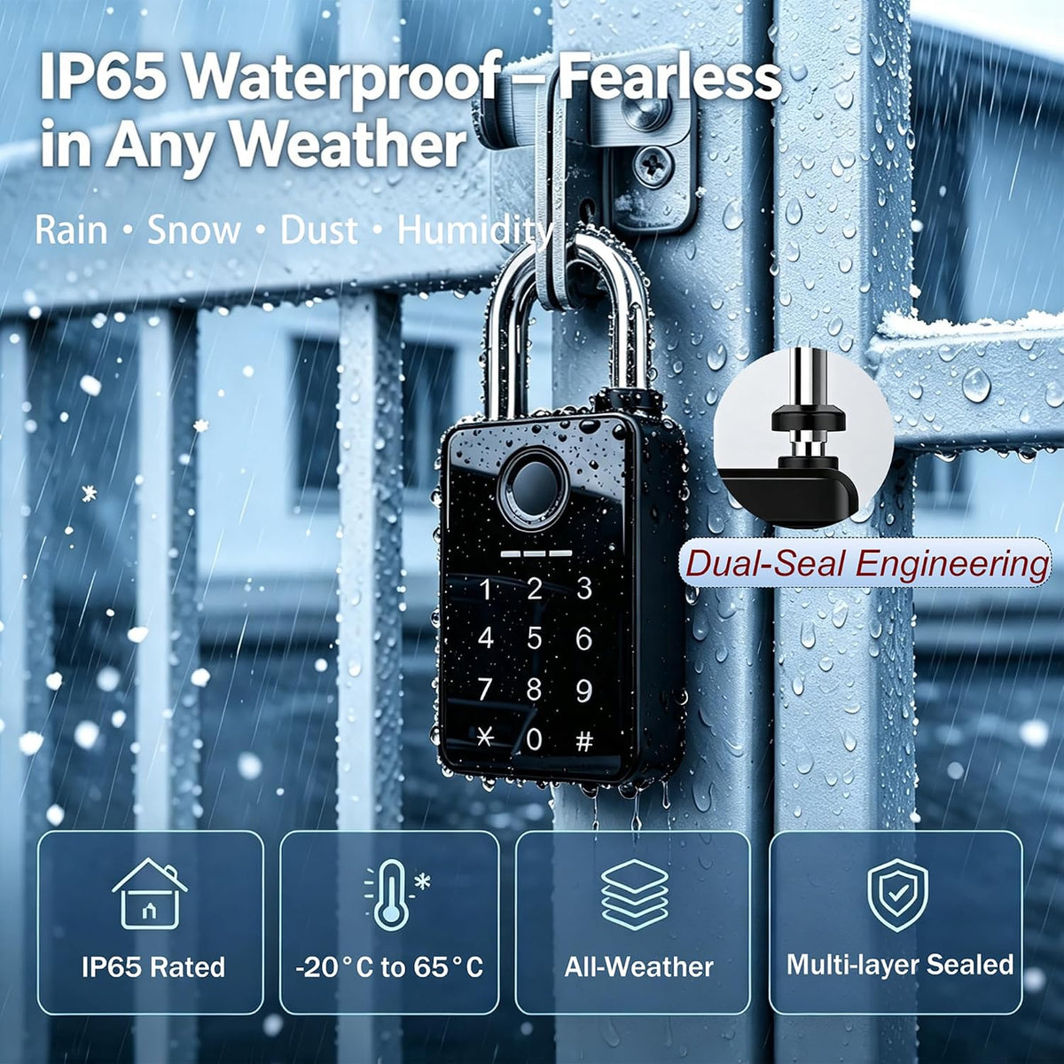 🔒 Smart Fingerprint Padlock with Touchscreen Keypad for Keyless Door and Locker Security