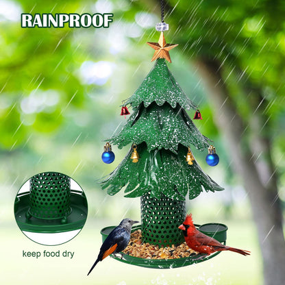 🎄 Christmas Tree Bird Feeder – Rainproof & Squirrel-Proof Hanging Feeder with DIY Ornament Holes, Perfect Holiday Gift for Bird Lovers