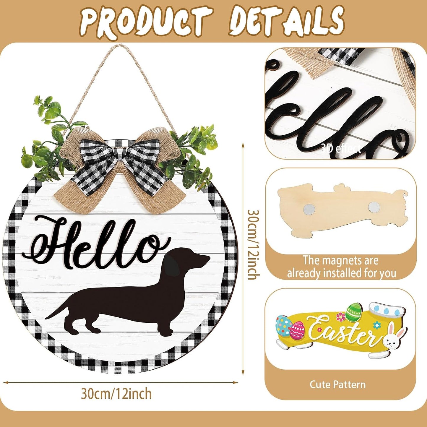 🐕Dachshund Interchangeable Seasonal Welcome Sign