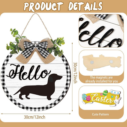 🐕Dachshund Interchangeable Seasonal Welcome Sign