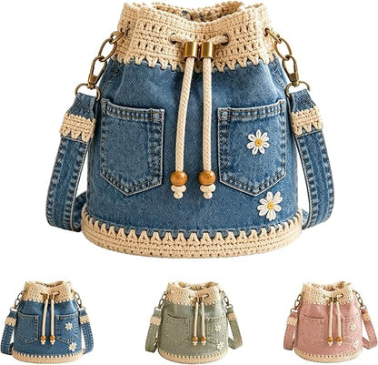 ✨👜Denim Crochet Bucket Bag