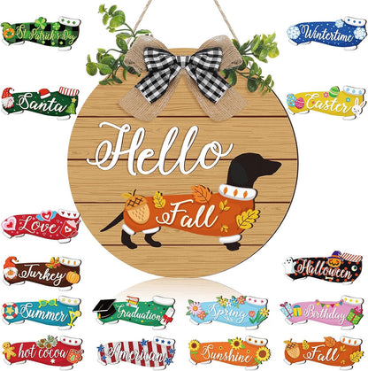 🐕Dachshund Interchangeable Seasonal Welcome Sign