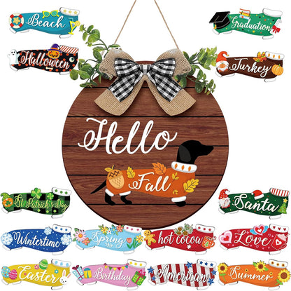 🐕Dachshund Interchangeable Seasonal Welcome Sign