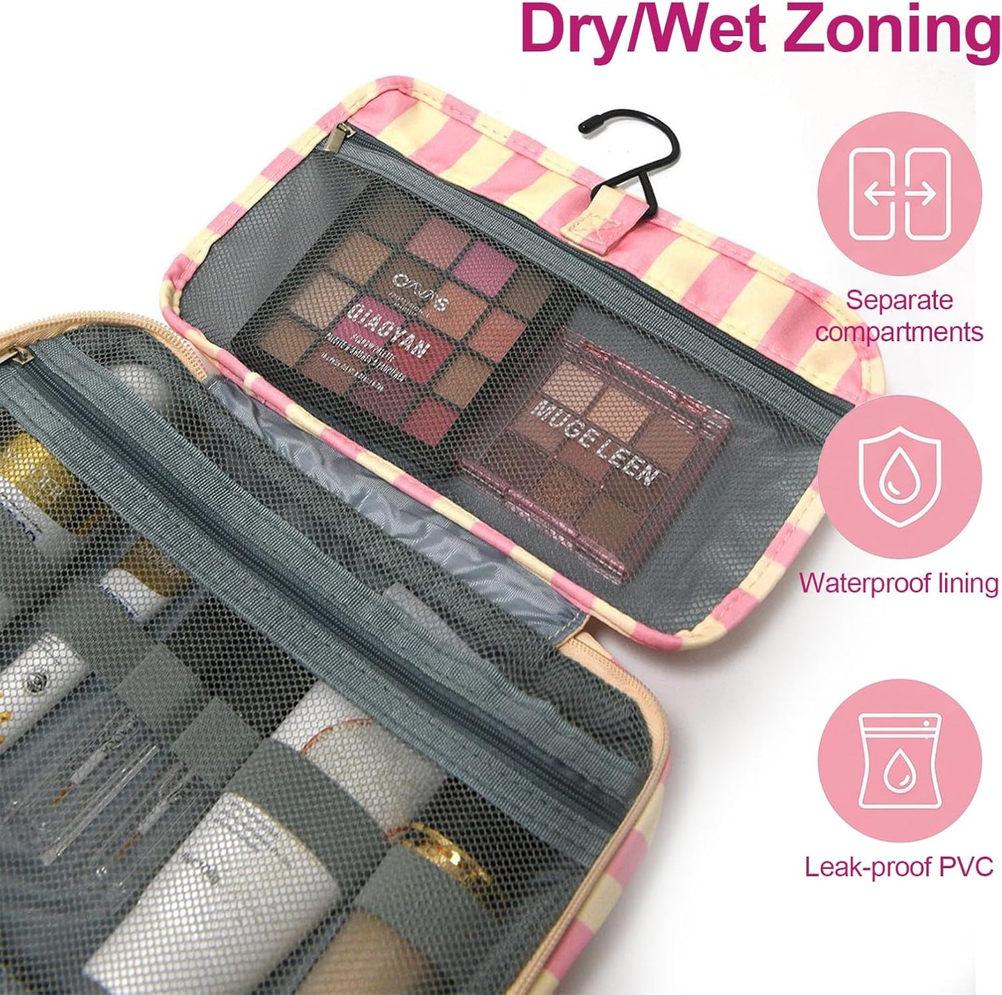 🎀 Hanging Travel Toiletry Bag | Multi-Compartment Waterproof Makeup Organizer