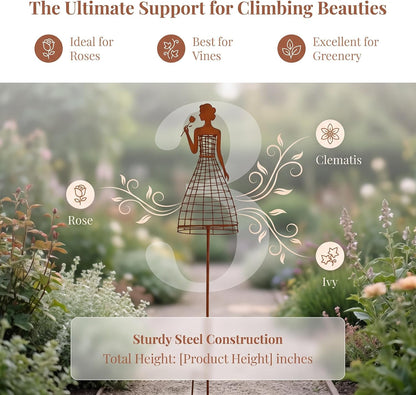 🌹💃Rust-Style Female Dress Plant Climbing Trellis -  Like a Garden Princess in Full Bloom
