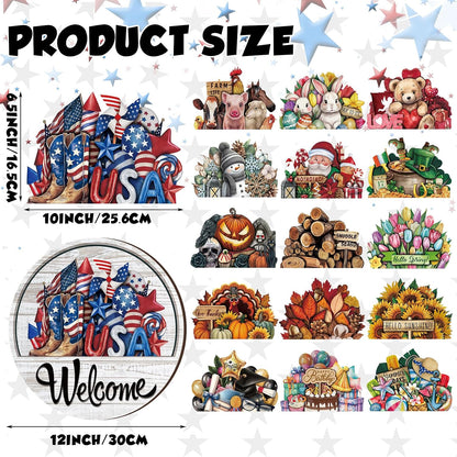 🧲 Interchangeable Magnetic Seasonal Welcome Door Sign|16-Piece Interchangeable Welcome Sign Set