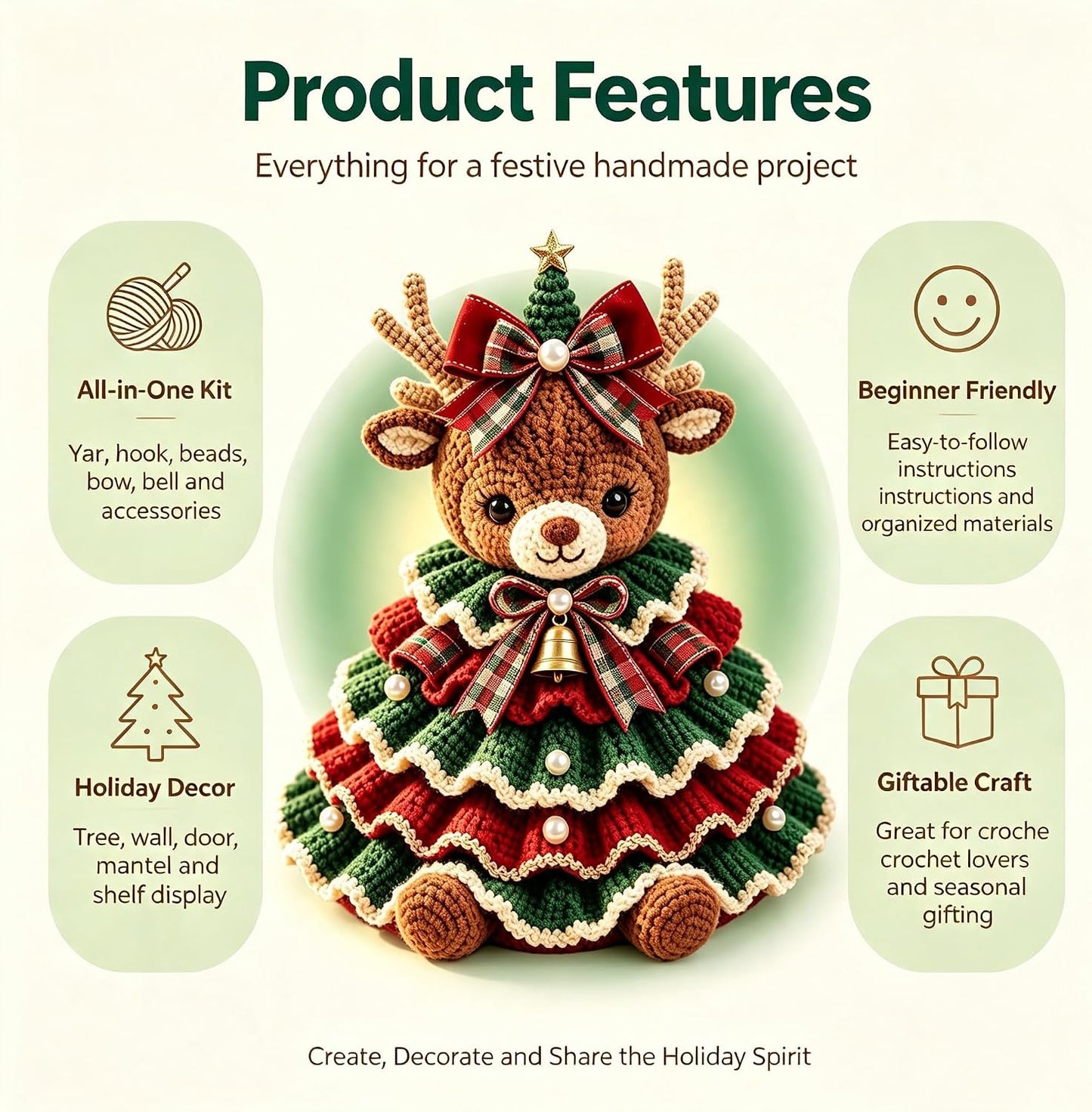 🎄Crochet Animal Christmas Tree DIY Kit – Stitch a Little Christmas Magic