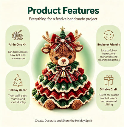 🎄Crochet Animal Christmas Tree DIY Kit – Stitch a Little Christmas Magic