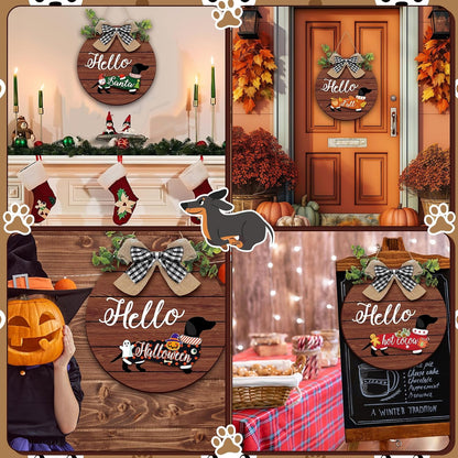 🐕Dachshund Interchangeable Seasonal Welcome Sign