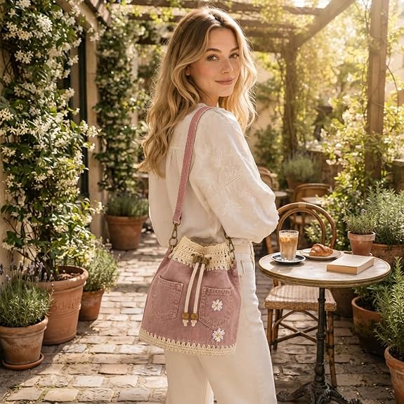 ✨👜Denim Crochet Bucket Bag