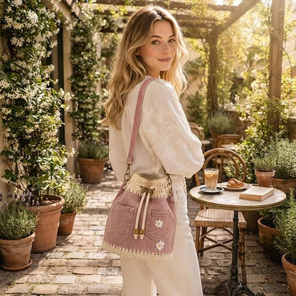 ✨👜Denim Crochet Bucket Bag
